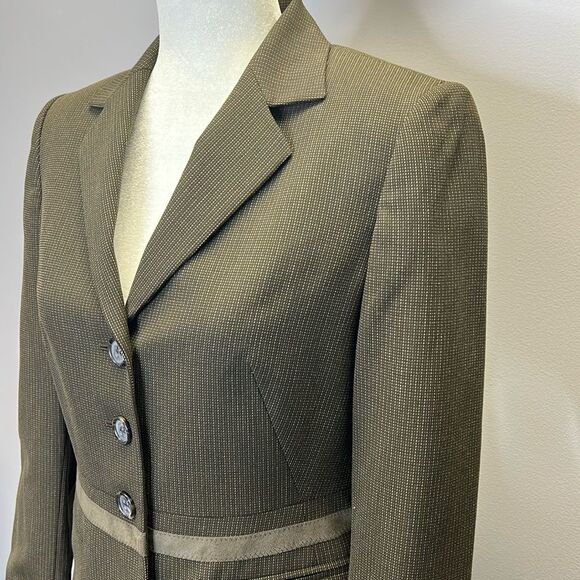 Kasper Women's Two Piece Business Suit Blazer & Skirt in Brown and Olive  4P - Picture 8 of 11